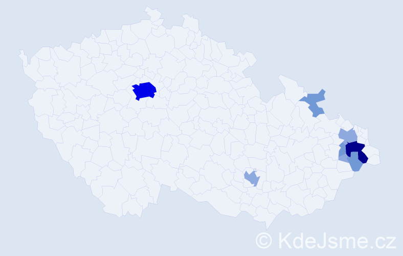 Příjmení: 'Fryščáková', počet výskytů 20 v celé ČR