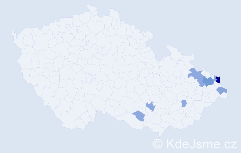 Příjmení: 'Kurnik', počet výskytů 20 v celé ČR