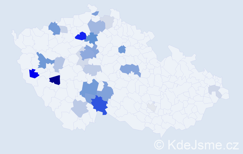 Příjmení: 'Marounek', počet výskytů 72 v celé ČR