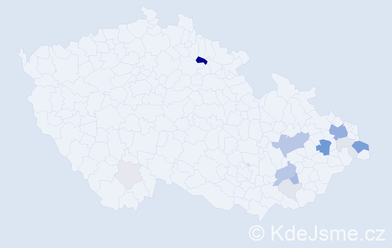 Příjmení: 'Soviar', počet výskytů 44 v celé ČR