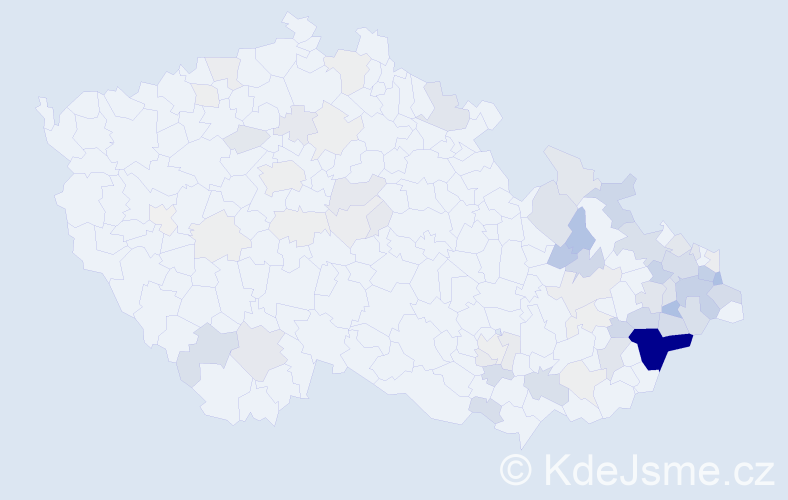 Příjmení: 'Kocurková', počet výskytů 323 v celé ČR