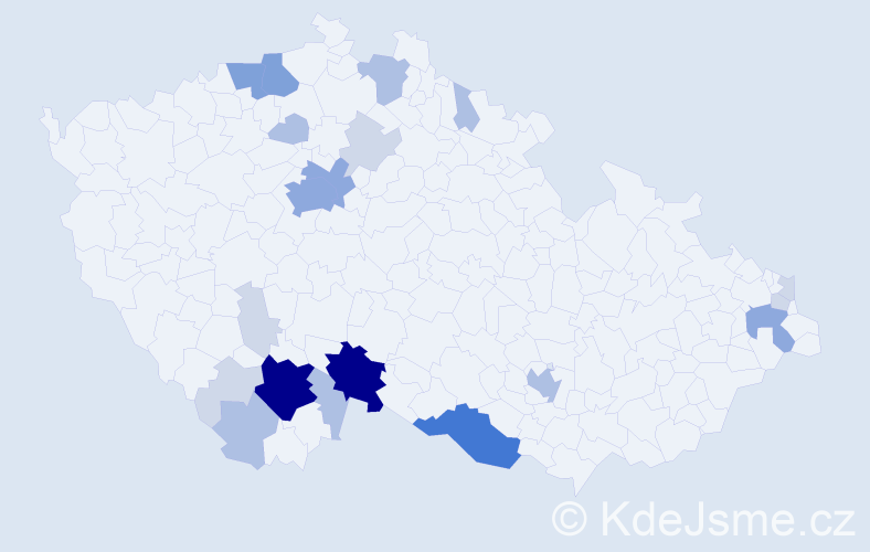 Příjmení: 'Kandl', počet výskytů 72 v celé ČR