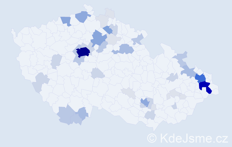 Příjmení: 'Haleš', počet výskytů 153 v celé ČR