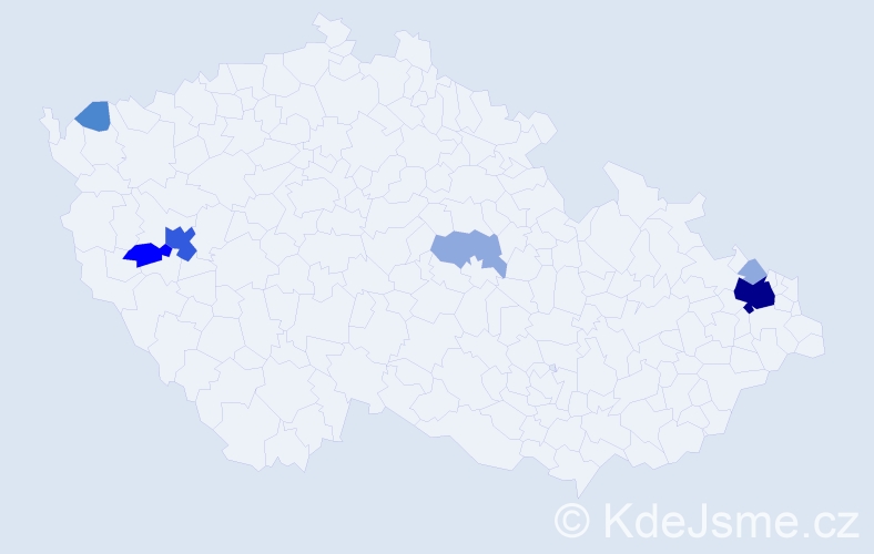 Příjmení: 'Procáková', počet výskytů 16 v celé ČR