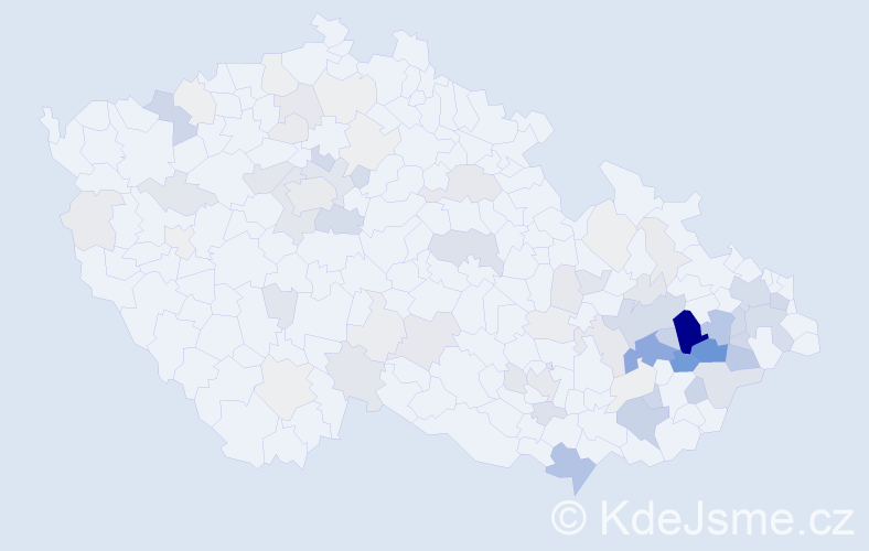 Příjmení: 'Klvaňa', počet výskytů 301 v celé ČR