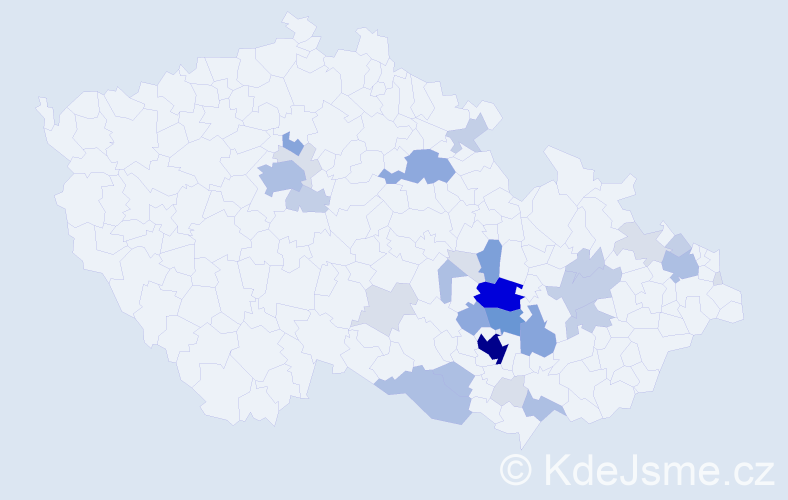 Příjmení: 'Mihola', počet výskytů 109 v celé ČR