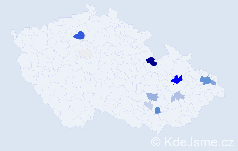 Příjmení: 'Cvilink', počet výskytů 23 v celé ČR