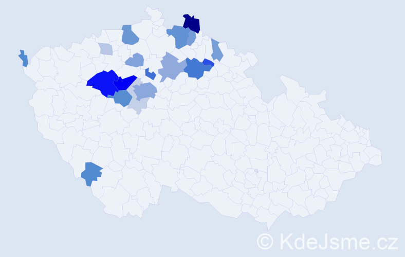 Příjmení: 'Pošmourná', počet výskytů 62 v celé ČR