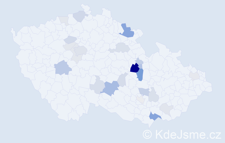 Příjmení: 'Půlkrábková', počet výskytů 64 v celé ČR