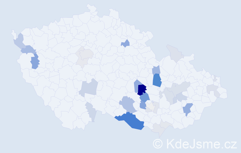 Příjmení: 'Fafílková', počet výskytů 103 v celé ČR