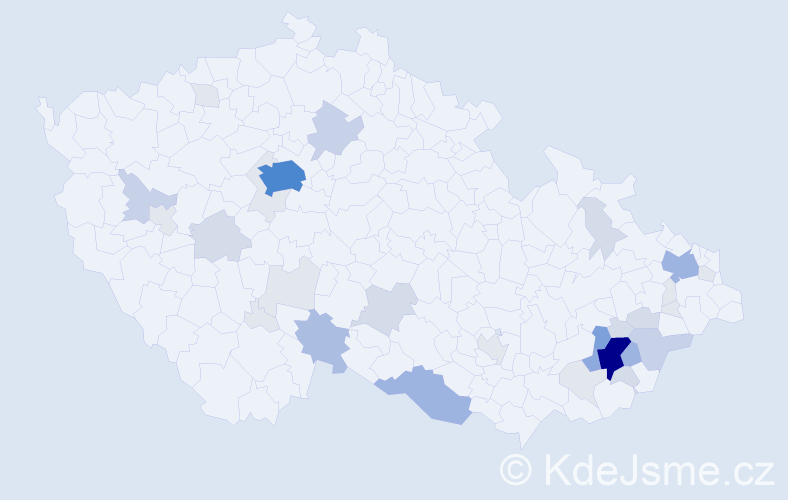 Příjmení: 'Vrla', počet výskytů 125 v celé ČR
