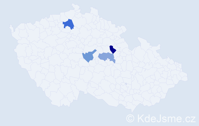 Příjmení: 'Peser', počet výskytů 5 v celé ČR