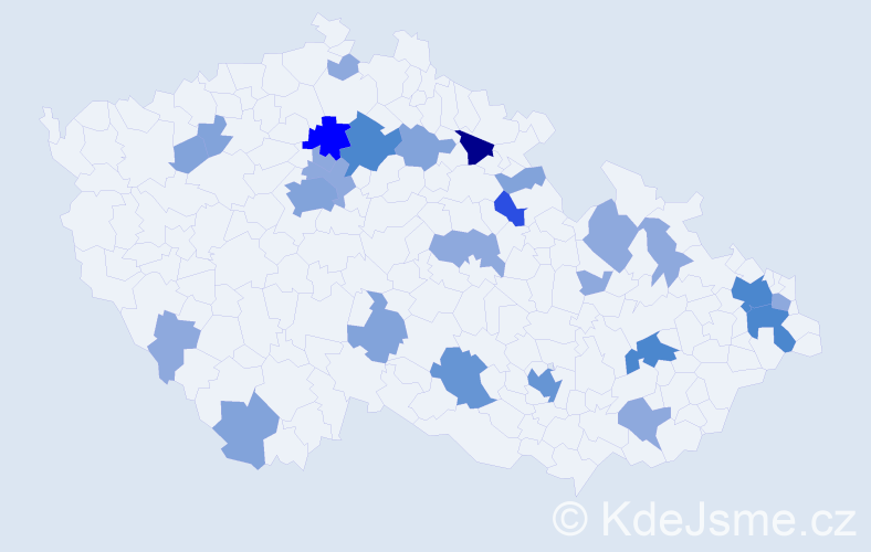 Příjmení: 'Chodúrová', počet výskytů 65 v celé ČR