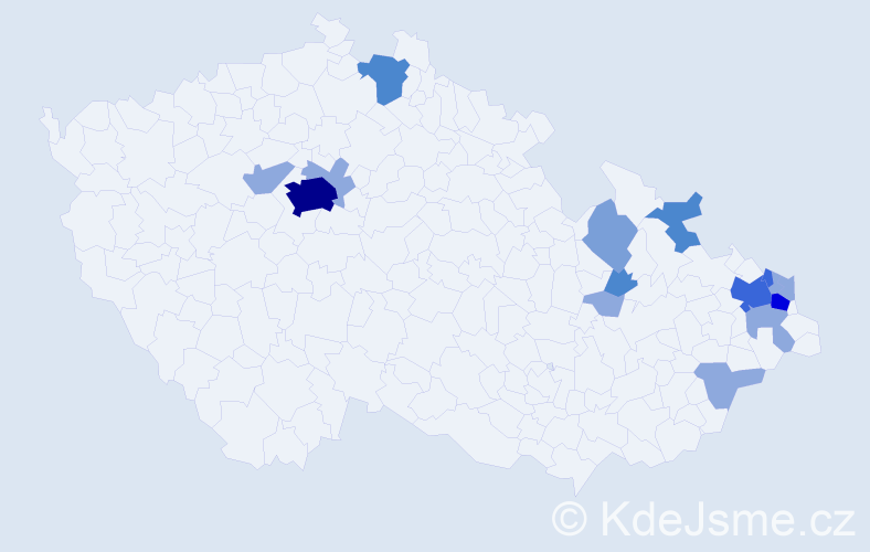 Příjmení: 'Kruk', počet výskytů 39 v celé ČR