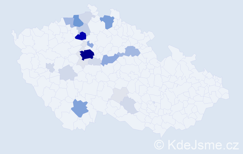 Příjmení: 'Tachecí', počet výskytů 128 v celé ČR
