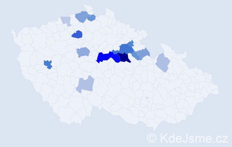 Příjmení: 'Křovák', počet výskytů 56 v celé ČR