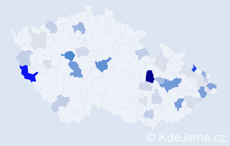 Příjmení: 'Šteffek', počet výskytů 106 v celé ČR