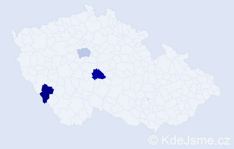 Příjmení: 'Mané', počet výskytů 5 v celé ČR