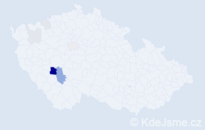 Příjmení: 'Rádr', počet výskytů 18 v celé ČR