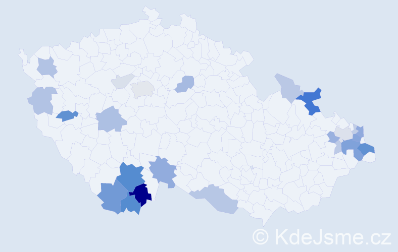 Příjmení: 'Belešová', počet výskytů 65 v celé ČR