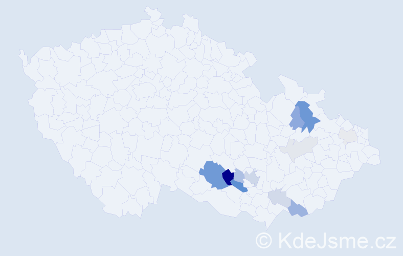 Příjmení: 'Stonáček', počet výskytů 30 v celé ČR