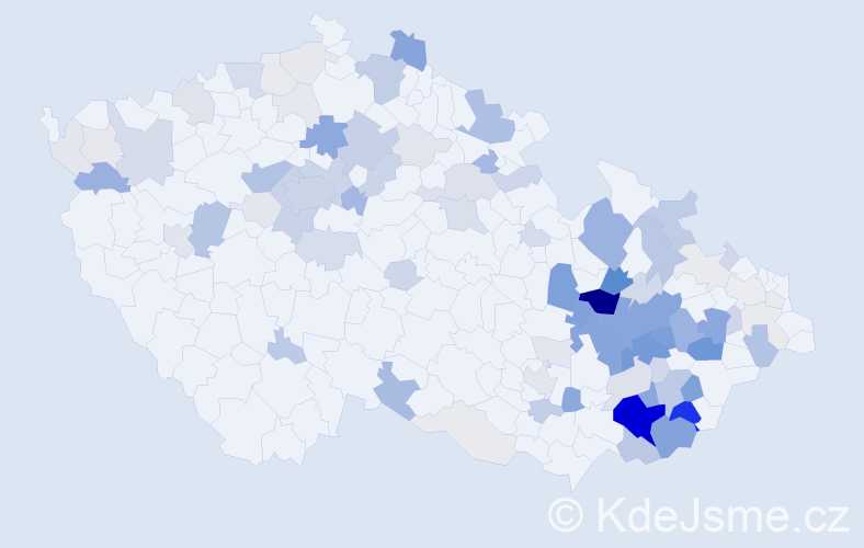 Příjmení: 'Huňková', počet výskytů 346 v celé ČR