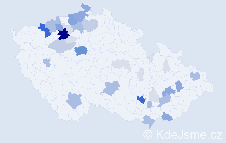 Příjmení: 'Srbecká', počet výskytů 127 v celé ČR