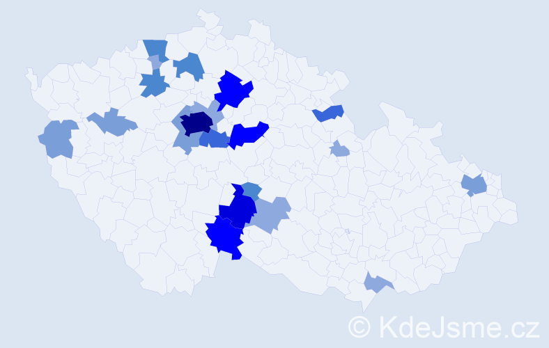 Příjmení: 'Bejda', počet výskytů 61 v celé ČR