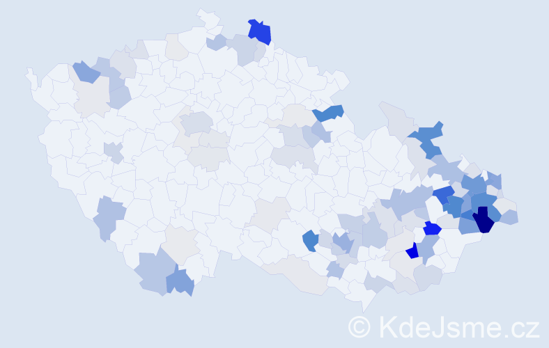 Příjmení: 'Krkošková', počet výskytů 345 v celé ČR