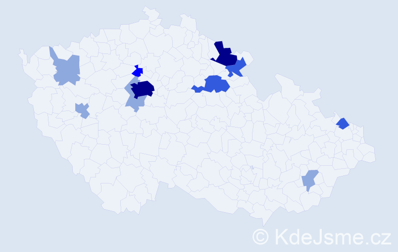 Příjmení: 'Dinterová', počet výskytů 27 v celé ČR