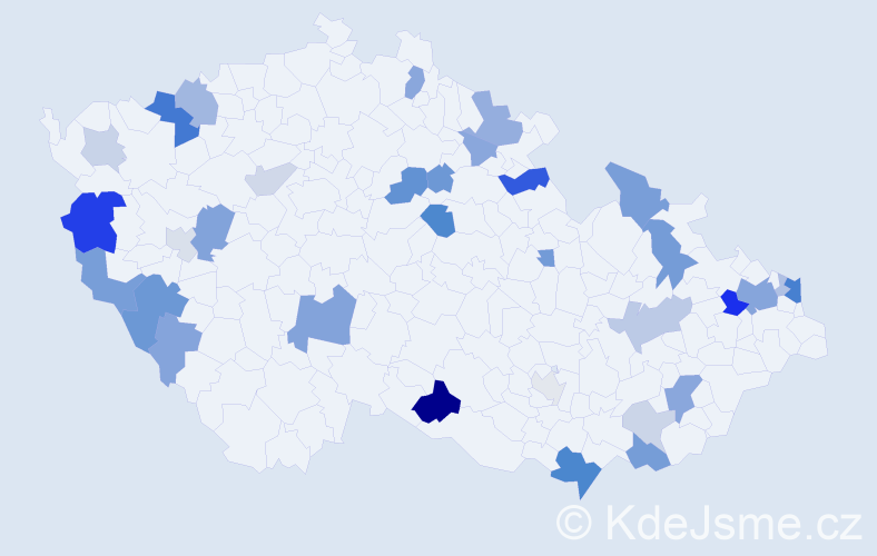 Příjmení: 'Riška', počet výskytů 77 v celé ČR