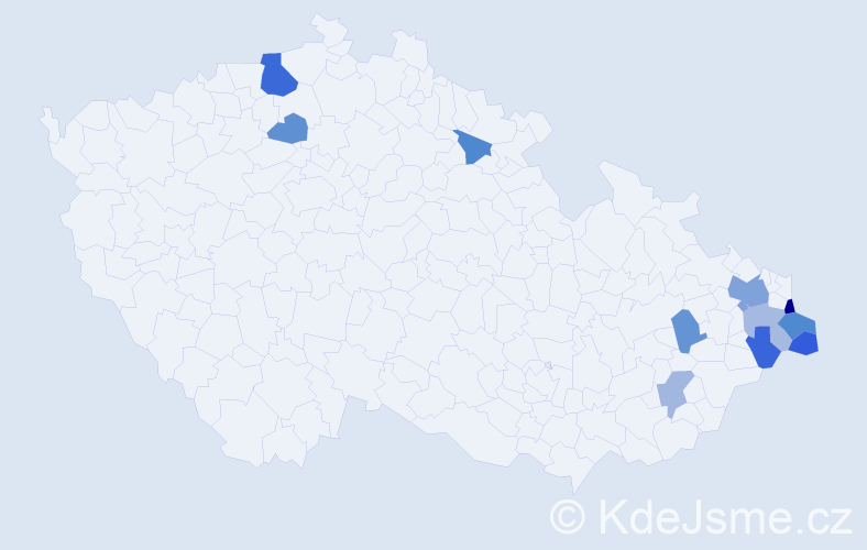 Příjmení: 'Časnocha', počet výskytů 19 v celé ČR