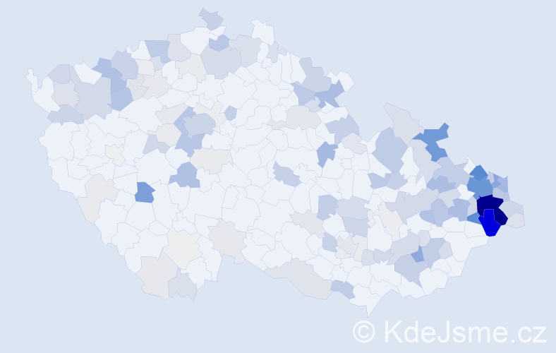 Příjmení: 'Kovalová', počet výskytů 545 v celé ČR