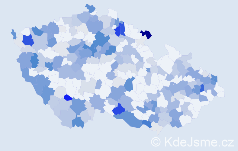 Příjmení: 'Szabó', počet výskytů 837 v celé ČR