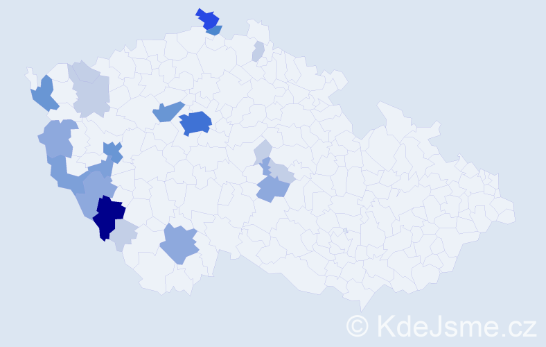 Příjmení: 'Čácha', počet výskytů 61 v celé ČR