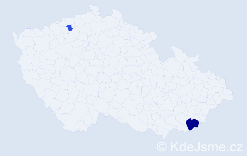 Příjmení: 'Cipár', počet výskytů 5 v celé ČR