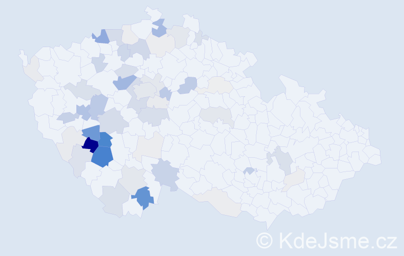 Příjmení: 'Hokr', počet výskytů 189 v celé ČR