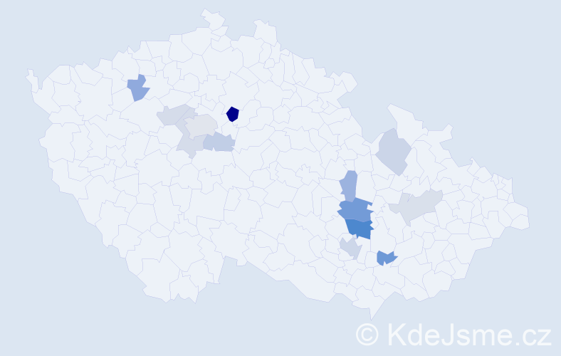Příjmení: 'Koháčková', počet výskytů 27 v celé ČR