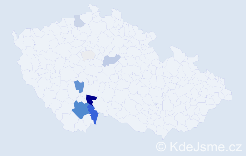 Příjmení: 'Kroutlová', počet výskytů 16 v celé ČR