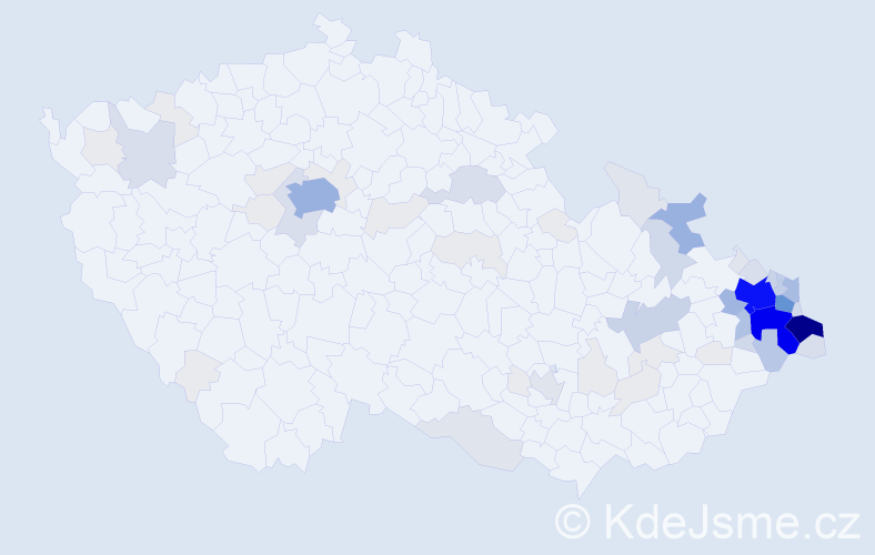 Příjmení: 'Liberda', počet výskytů 305 v celé ČR