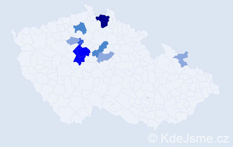 Příjmení: 'Tajčman', počet výskytů 25 v celé ČR