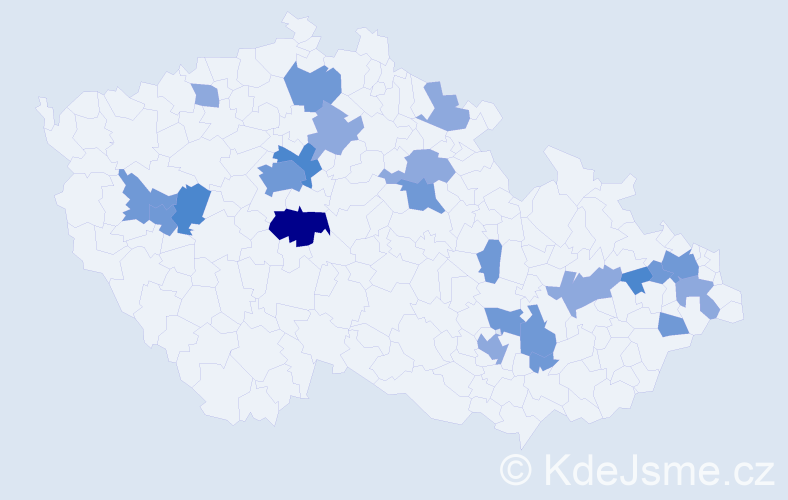 Příjmení: 'Kosa', počet výskytů 46 v celé ČR