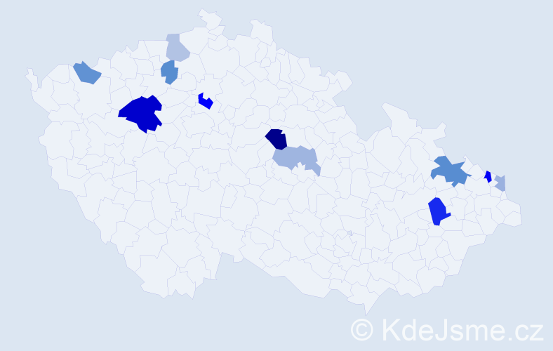 Příjmení: 'Brodňanová', počet výskytů 20 v celé ČR