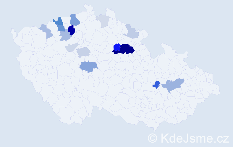 Příjmení: 'Kundrt', počet výskytů 53 v celé ČR