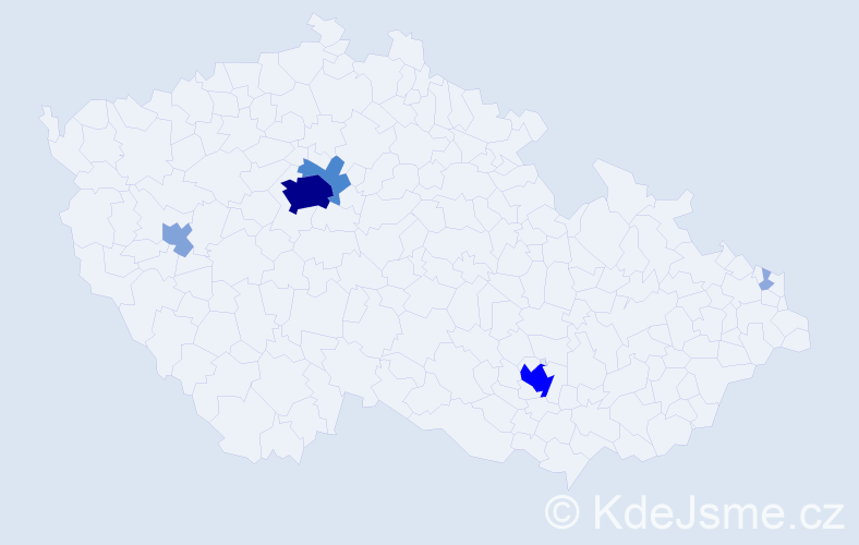 Příjmení: 'Levi', počet výskytů 21 v celé ČR