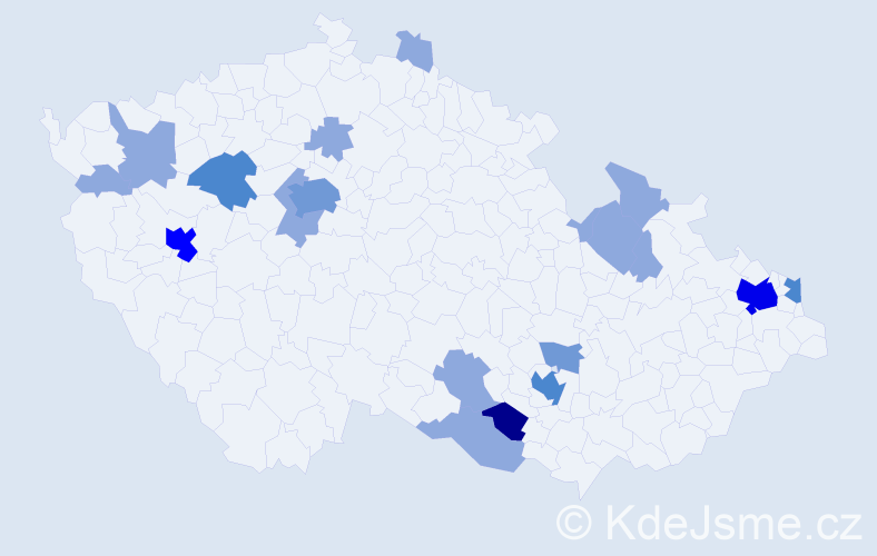 Příjmení: 'Kiselová', počet výskytů 39 v celé ČR