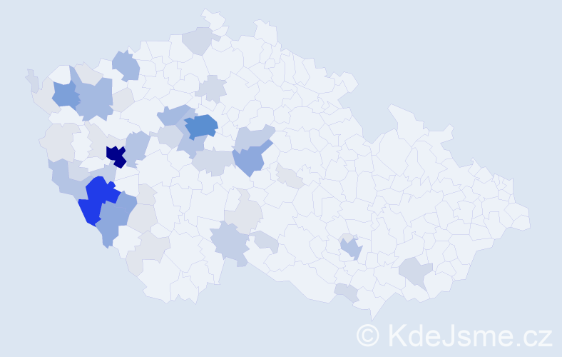 Příjmení: 'Bejvl', počet výskytů 165 v celé ČR