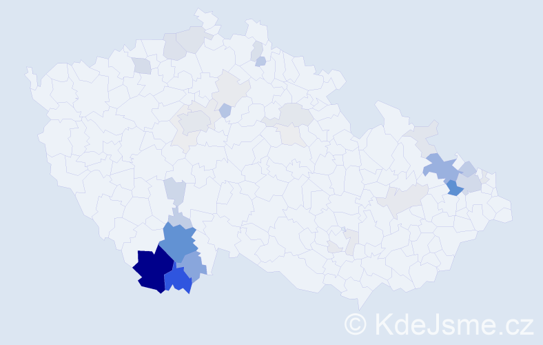 Příjmení: 'Bohdal', počet výskytů 145 v celé ČR