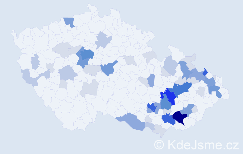 Příjmení: 'Kolečkářová', počet výskytů 181 v celé ČR