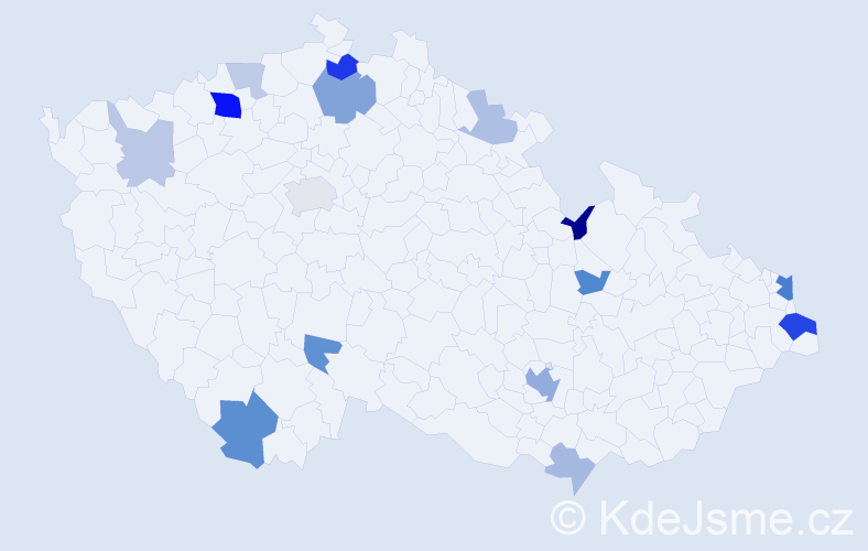 Příjmení: 'Kunáková', počet výskytů 34 v celé ČR